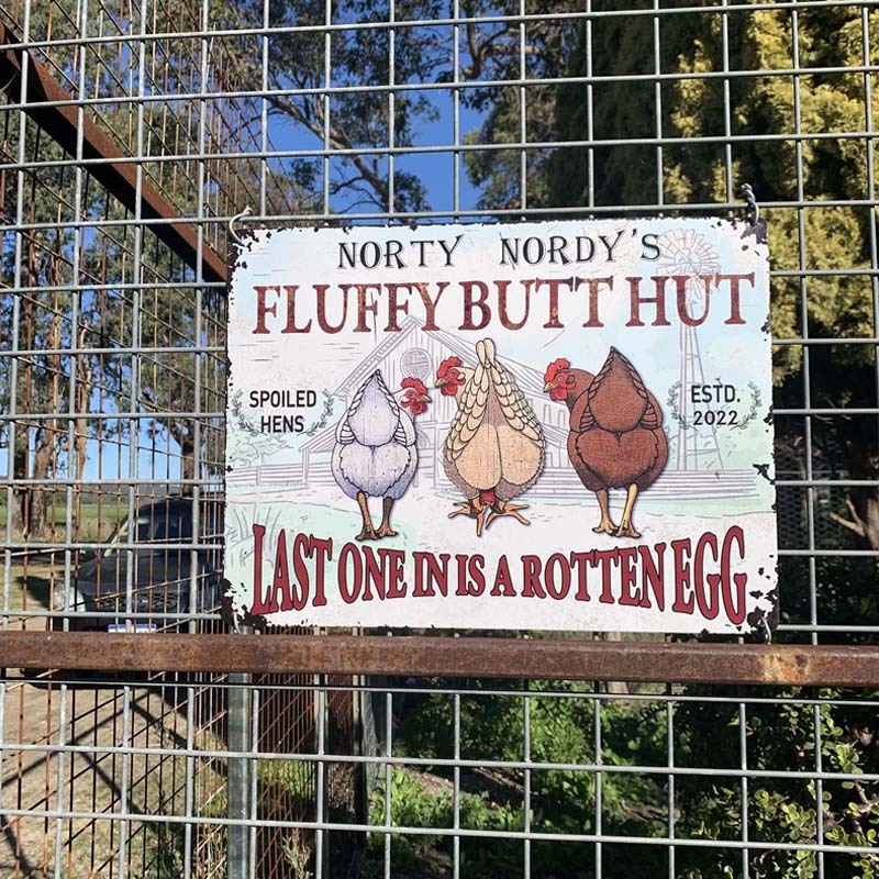 Personalized Chicken Fluffy Butt Hut Nuggets Customized Classic Metal Signs