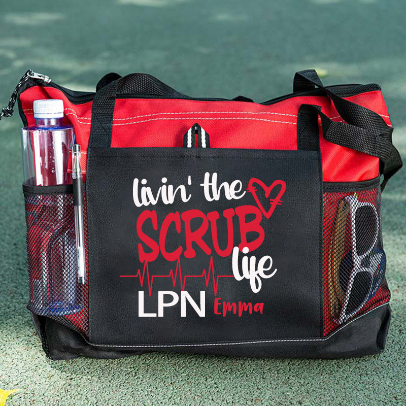 Livin the Scrub Life Nurse Personalized Tote Bag，RN, LPN, CNA Personalized Tote bag