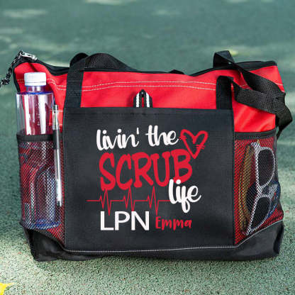 Livin the Scrub Life Nurse Personalized Tote Bag，RN, LPN, CNA Personalized Tote bag