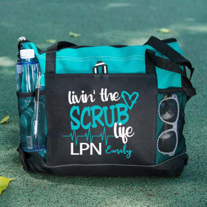 Livin the Scrub Life Nurse Personalized Tote Bag，RN, LPN, CNA Personalized Tote bag