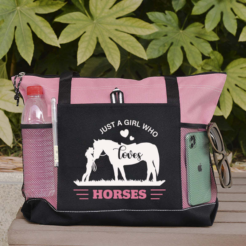 Just A Girl Who Loves Horses Tote Bag Cowgirl & Horse Tote Bag