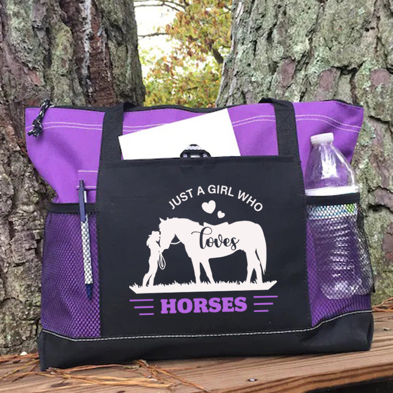 Just A Girl Who Loves Horses Tote Bag Cowgirl & Horse Tote Bag