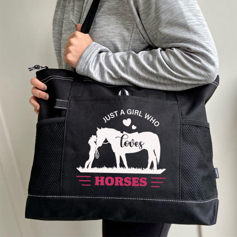 Just A Girl Who Loves Horses Tote Bag Cowgirl & Horse Tote Bag