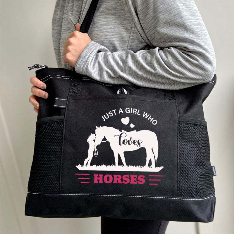 Just A Girl Who Loves Horses Tote Bag Cowgirl & Horse Tote Bag