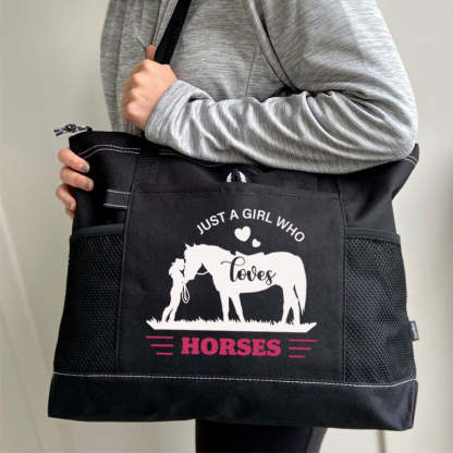 Just A Girl Who Loves Horses Tote Bag Cowgirl & Horse Tote Bag