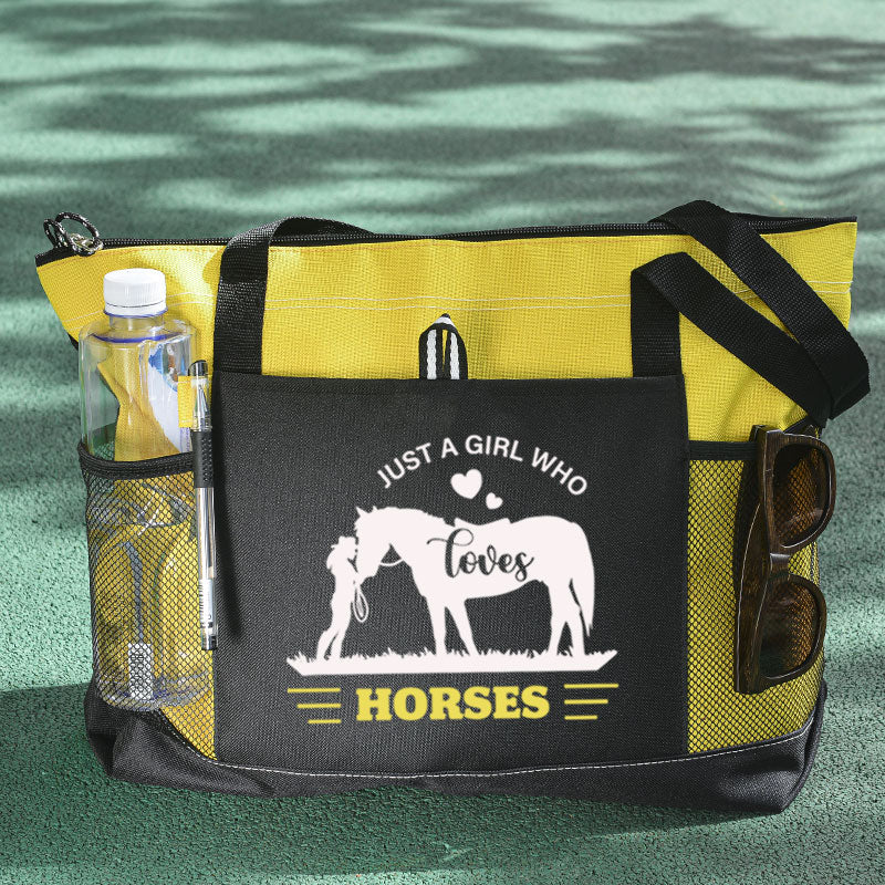 Just A Girl Who Loves Horses Tote Bag Cowgirl & Horse Tote Bag