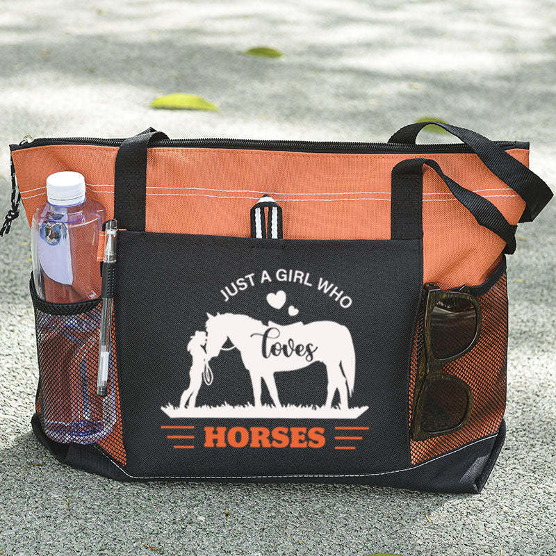 Just A Girl Who Loves Horses Tote Bag Cowgirl & Horse Tote Bag