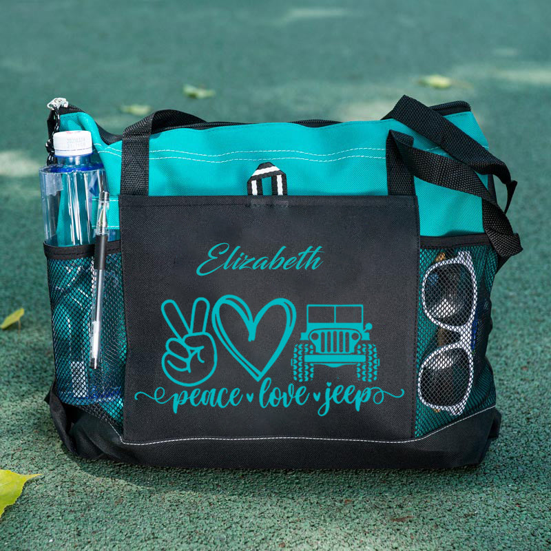 Personalized peace & love & jeep Tote Bag