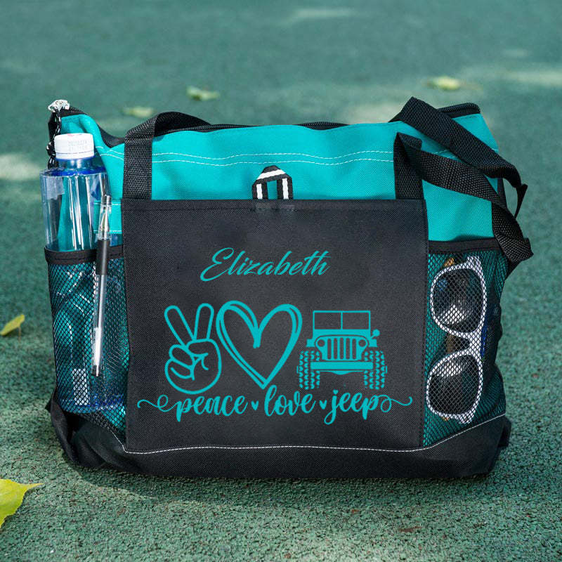 Personalized peace & love & jeep Tote Bag