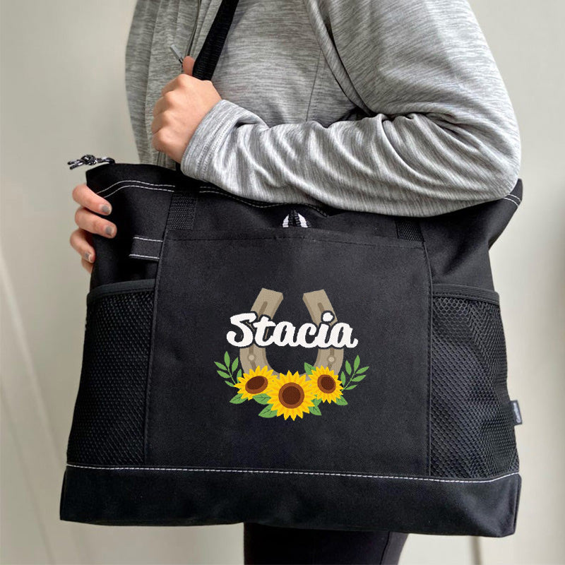 Sunflowers Horseshoe Cowgirl Tote Bag