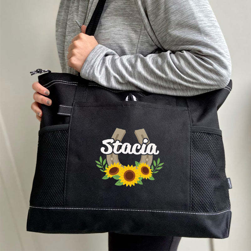 Sunflowers Horseshoe Cowgirl Tote Bag