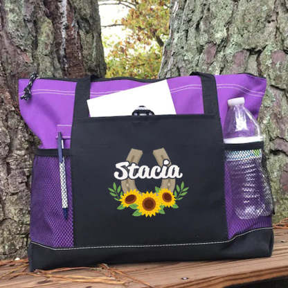 Sunflowers Horseshoe Cowgirl Tote Bag