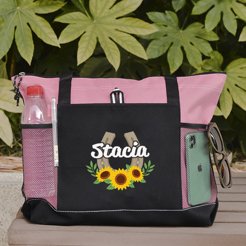Sunflowers Horseshoe Cowgirl Tote Bag