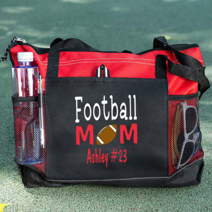 Personalized Football Mom Tote Bag