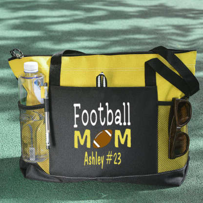 Personalized Football Mom Tote Bag