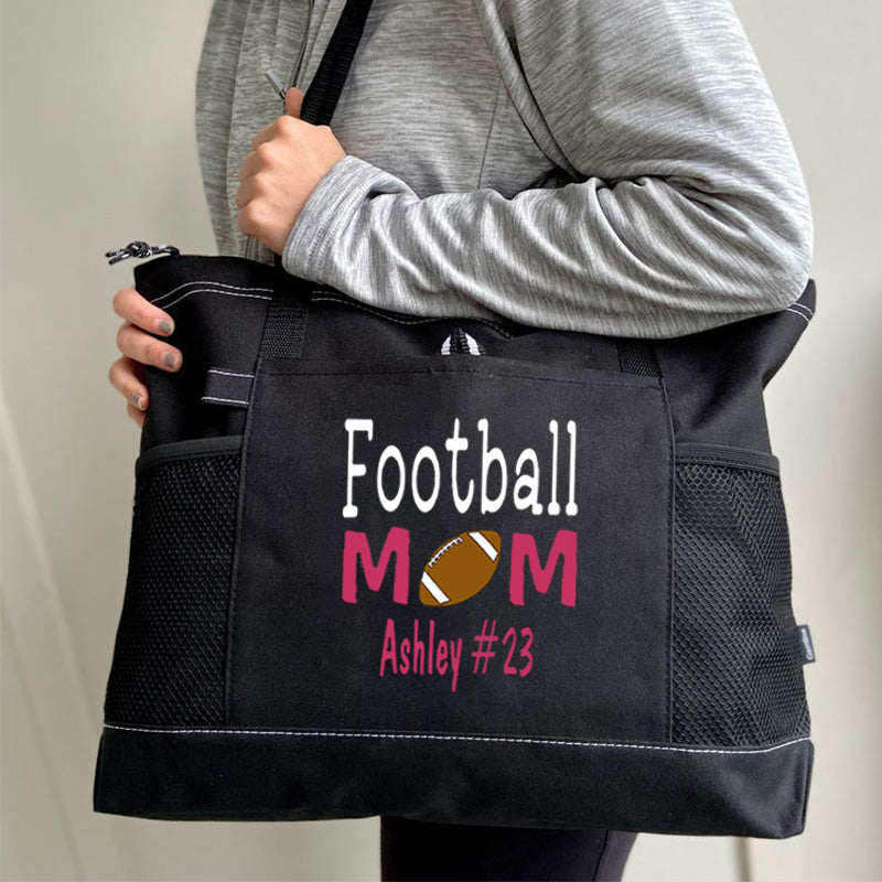 Personalized Football Mom Tote Bag