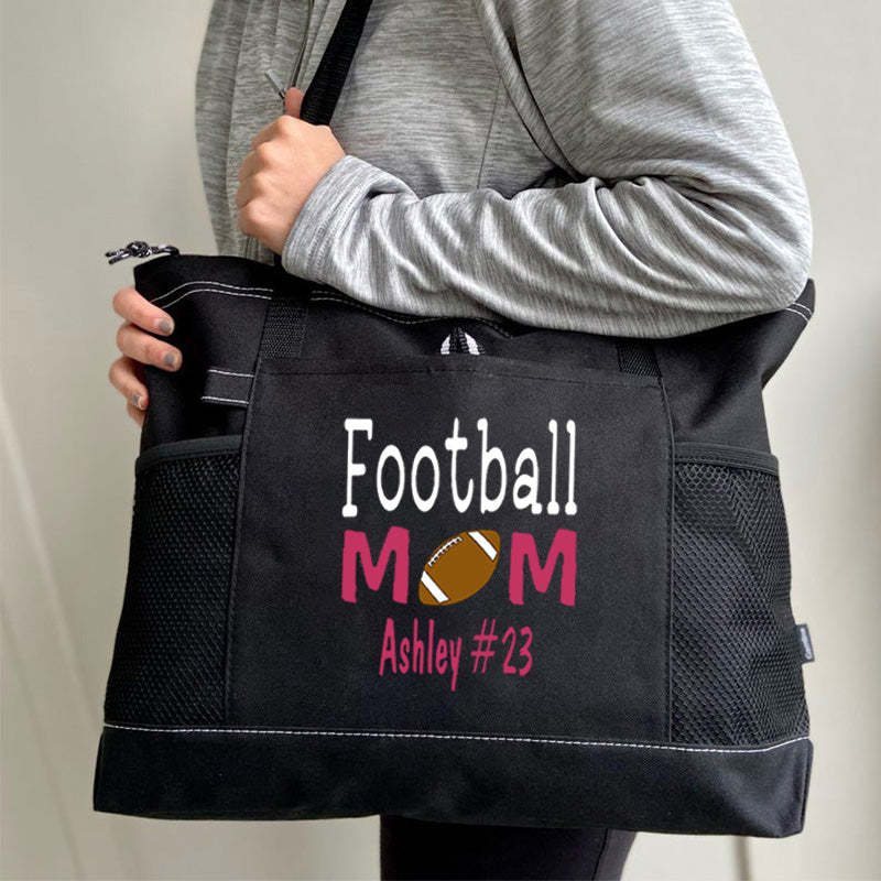 Personalized Football Mom Tote Bag