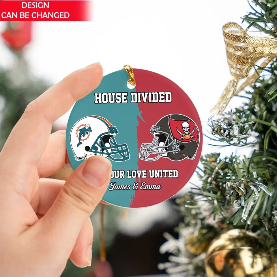 American Football Lovers Couple Personalized Ceramic Ornament