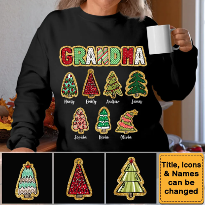 Personalized Christmas Tree Grandma Shirt - Hoodie - Sweatshirt