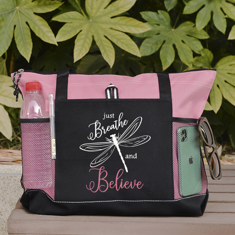 Just Breathe and Believe Tote Bag