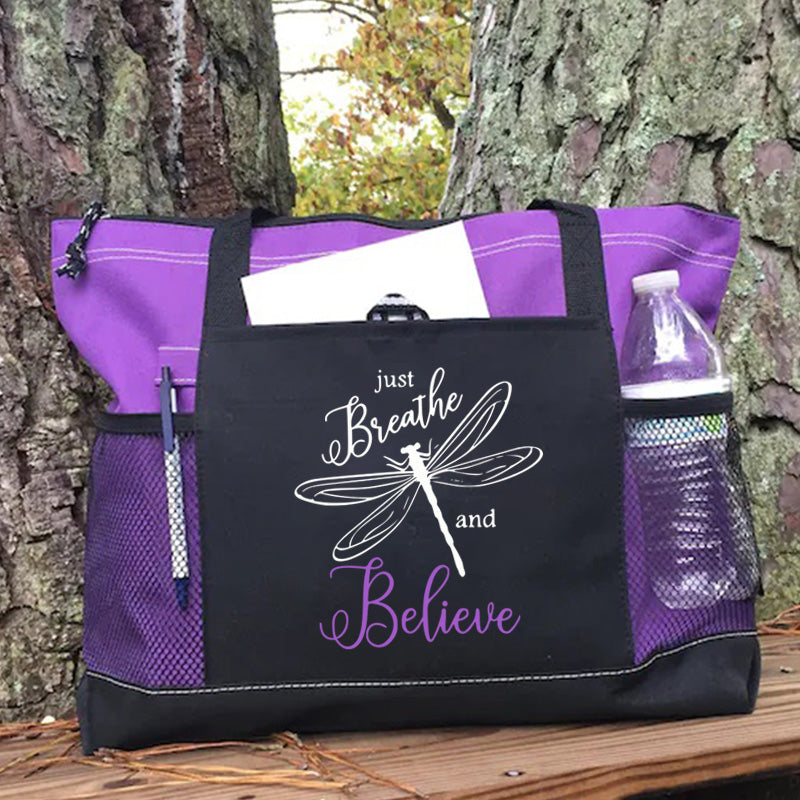 Just Breathe and Believe Tote Bag