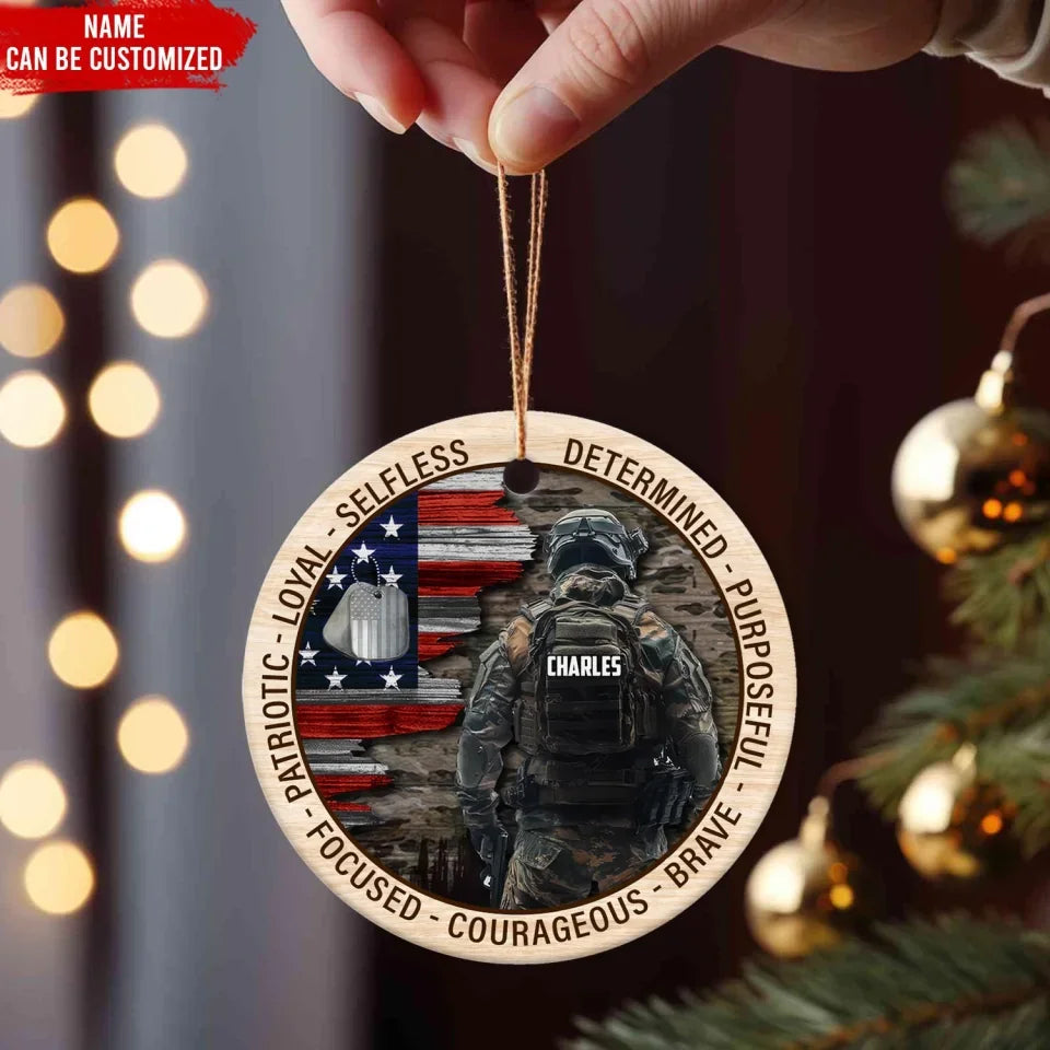 American Soldier - Personalized Ceramic Ornament, Military Ornament, Gift for Dad, Son, Husband