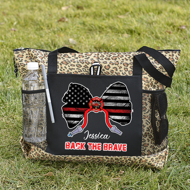 Back The Brave Firefighter Custom Tote Bag