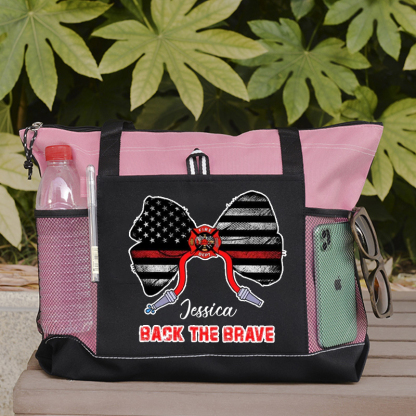 Back The Brave Firefighter Custom Tote Bag