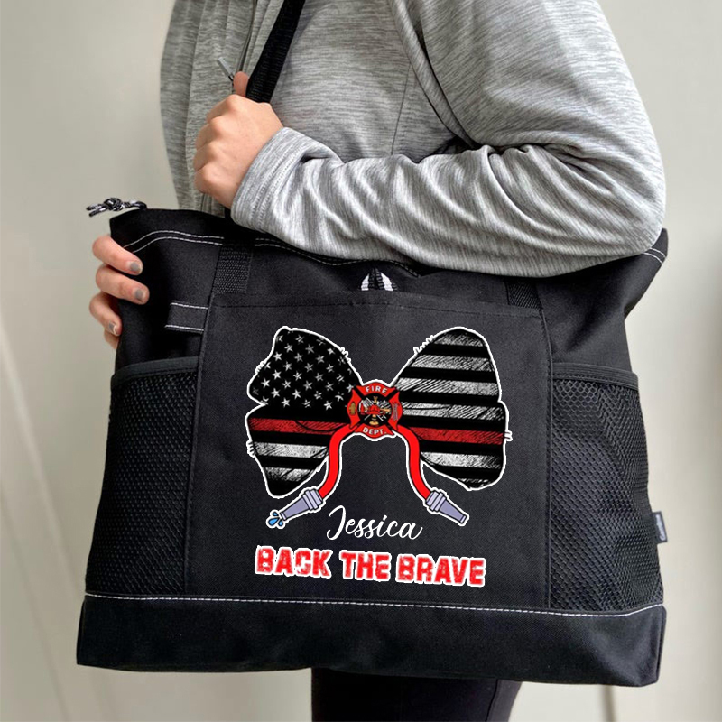 Back The Brave Firefighter Custom Tote Bag