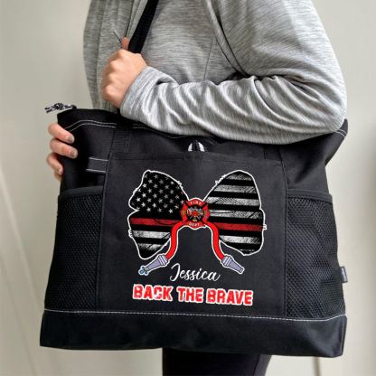 Back The Brave Firefighter Custom Tote Bag