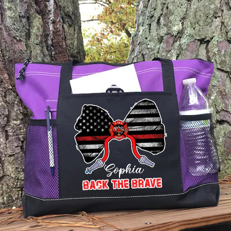 Back The Brave Firefighter Custom Tote Bag