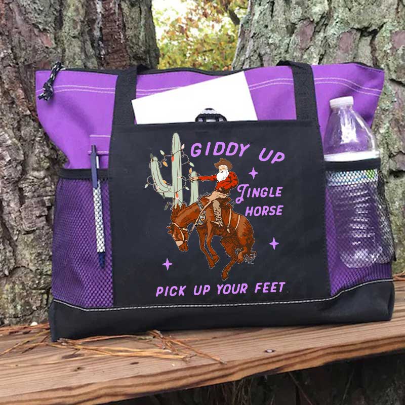 Giddy Up Jingle Horse Pick Up Your Feet Christmas Tote Bag