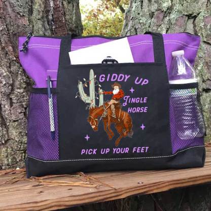 Giddy Up Jingle Horse Pick Up Your Feet Christmas Tote Bag