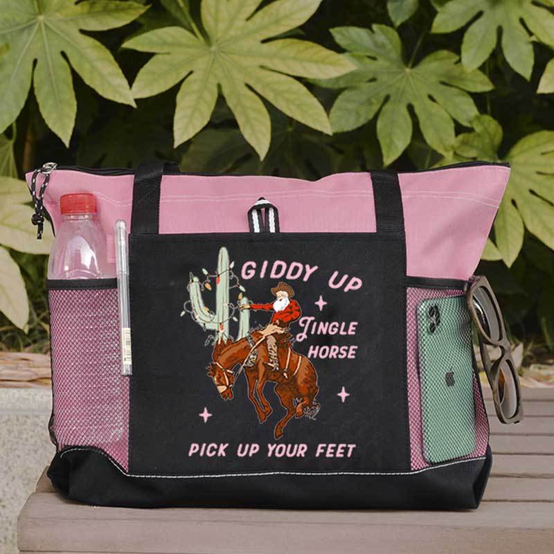 Giddy Up Jingle Horse Pick Up Your Feet Christmas Tote Bag