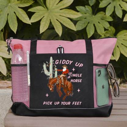 Giddy Up Jingle Horse Pick Up Your Feet Christmas Tote Bag