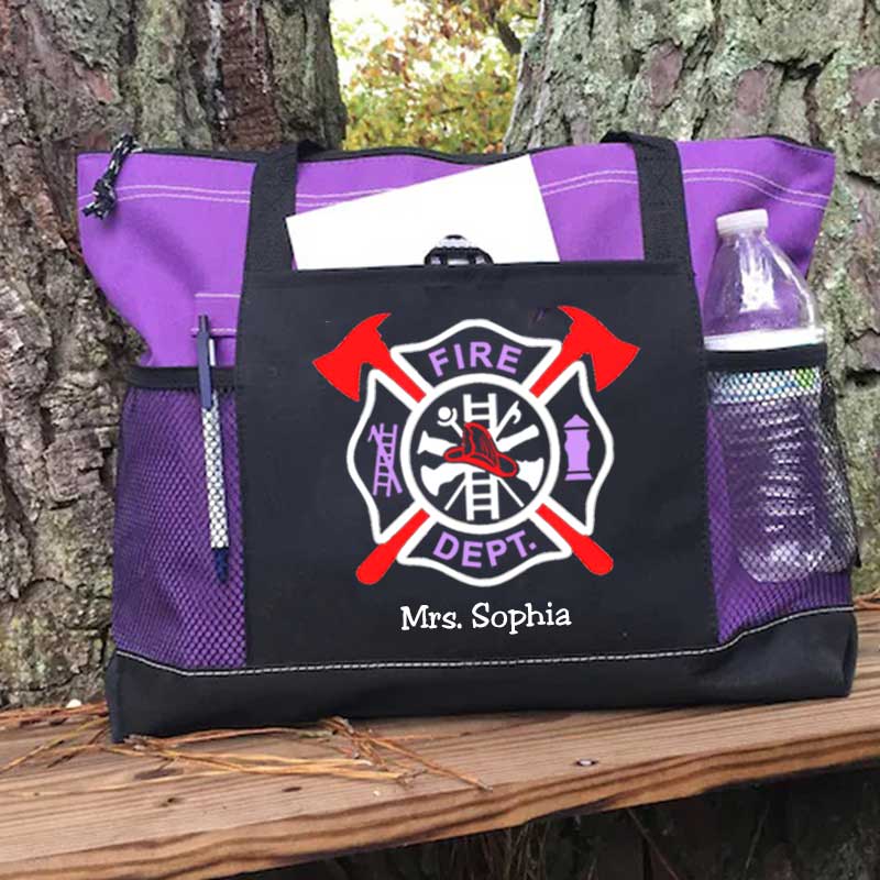 Fire Dept Custom Maltese Cross Firefighter Tote Bag