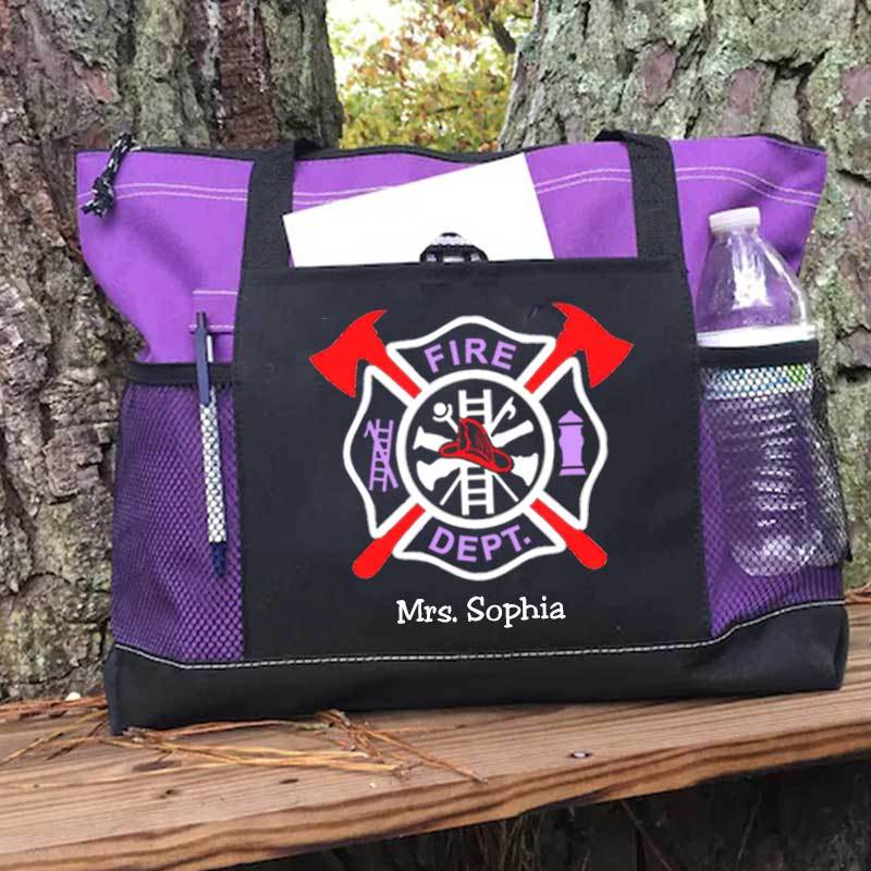 Fire Dept Custom Maltese Cross Firefighter Tote Bag