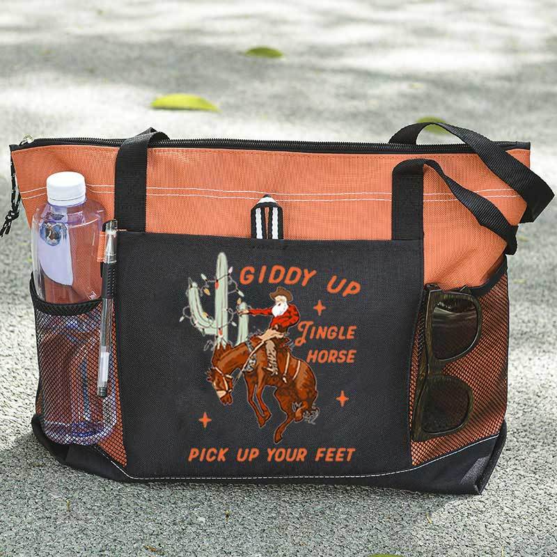 Giddy Up Jingle Horse Pick Up Your Feet Christmas Tote Bag