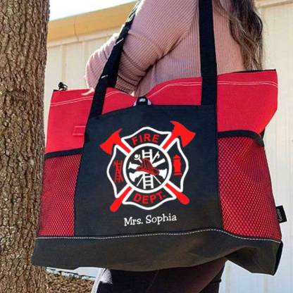 Fire Dept Custom Maltese Cross Firefighter Tote Bag