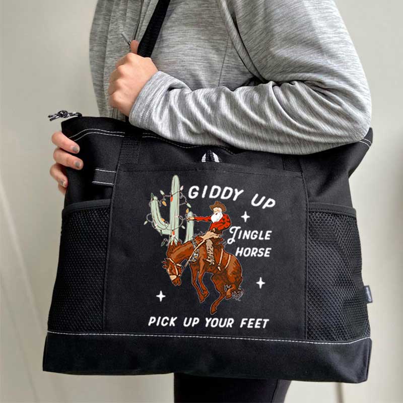 Giddy Up Jingle Horse Pick Up Your Feet Christmas Tote Bag
