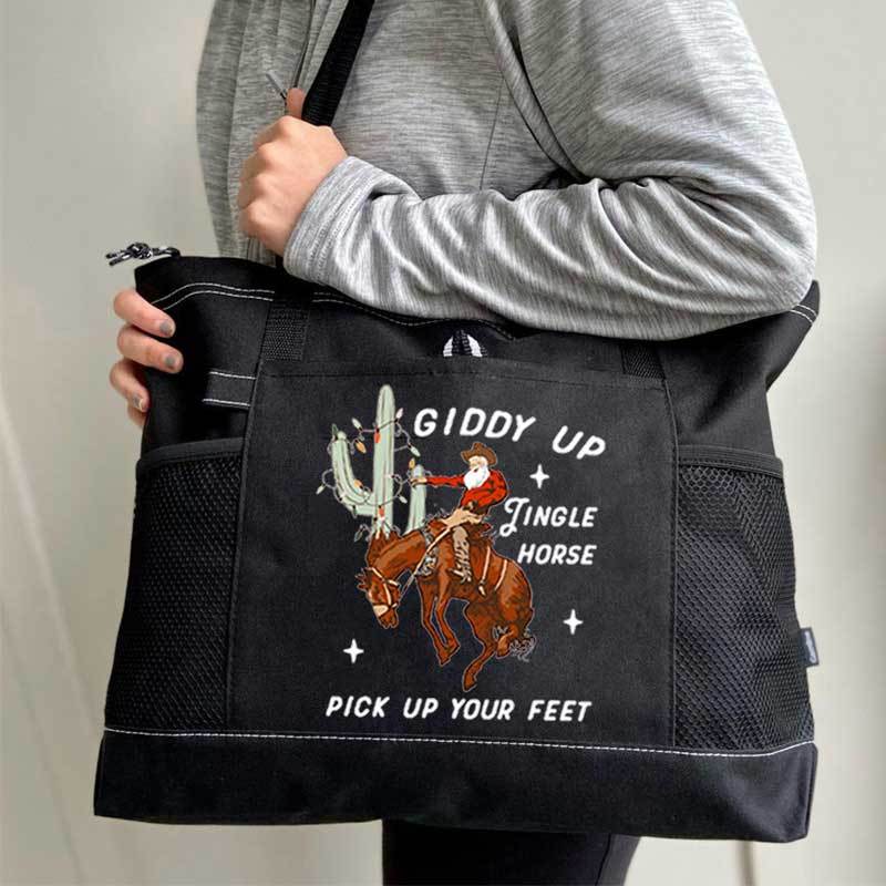 Giddy Up Jingle Horse Pick Up Your Feet Christmas Tote Bag