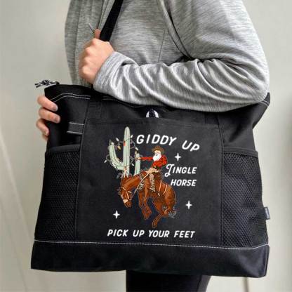 Giddy Up Jingle Horse Pick Up Your Feet Christmas Tote Bag