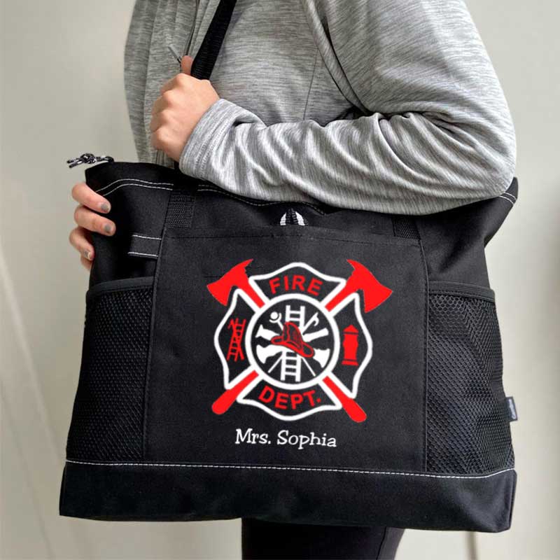 Fire Dept Custom Maltese Cross Firefighter Tote Bag