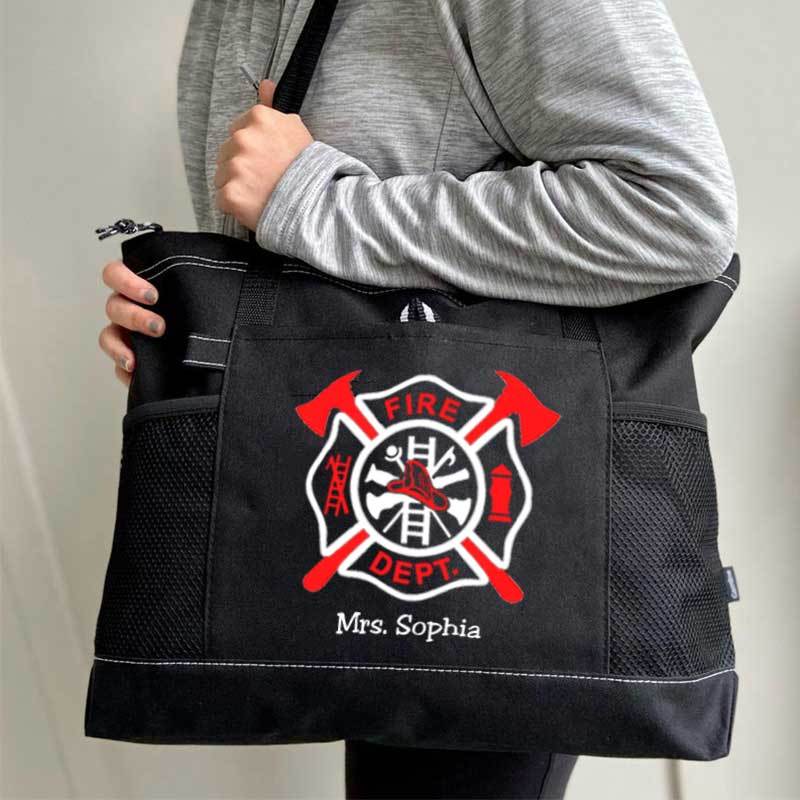 Fire Dept Custom Maltese Cross Firefighter Tote Bag
