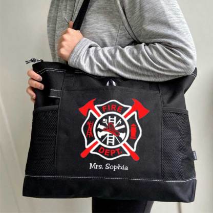 Fire Dept Custom Maltese Cross Firefighter Tote Bag