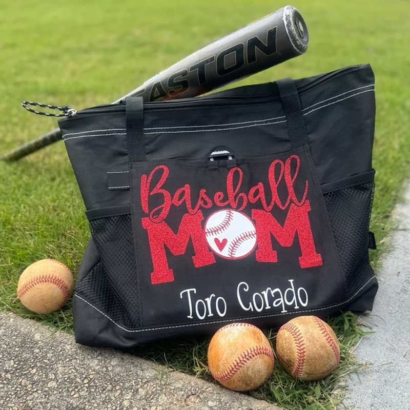 Personalized Football Mom Tote Bag with Name and Number