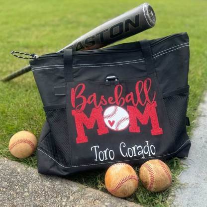 Personalized Football Mom Tote Bag with Name and Number