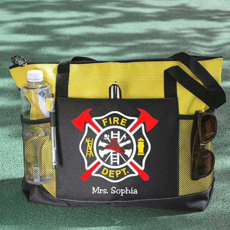 Fire Dept Custom Maltese Cross Firefighter Tote Bag