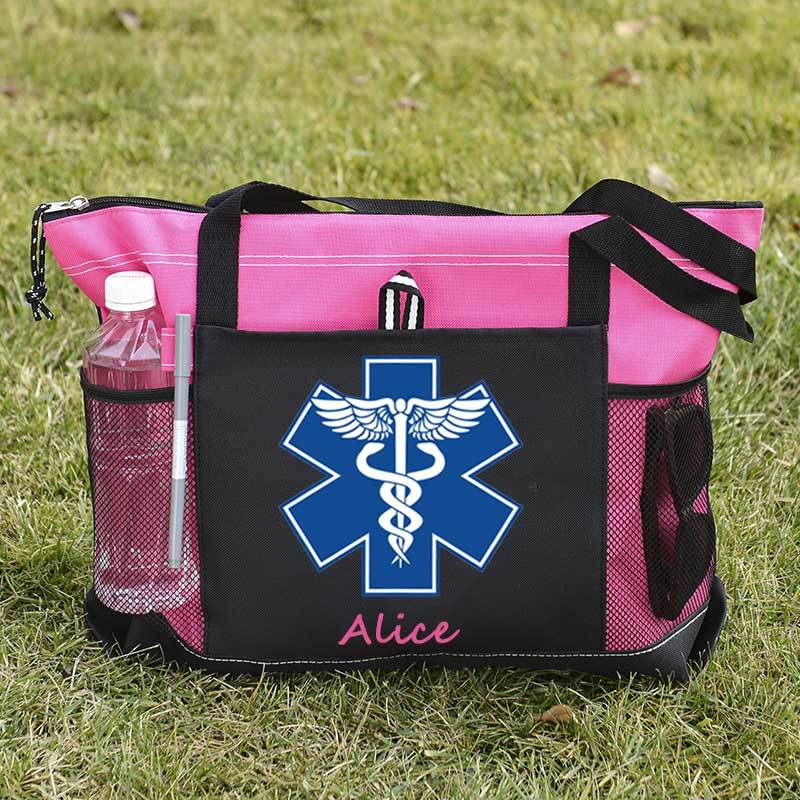 Custom EMT Health Care Caduceus Blue Medical Symbol Tote Bag