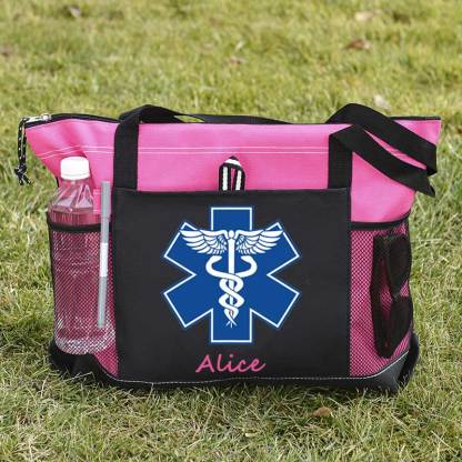 Custom EMT Health Care Caduceus Blue Medical Symbol Tote Bag